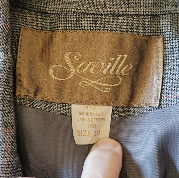 Vintage Wool Saville Gray Plaid Blazer Suit Jacket Size 10 - Picture 4 of 12